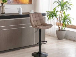 Vente-unique Barkruk-Set Van 2 Barkrukken Lima Ii - Fluweel & Metaal - Beige