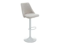 Vente-unique Barkruk-Set Van 2 Barkrukken Van Stof En Wit Metaal - Beige - Kiyola