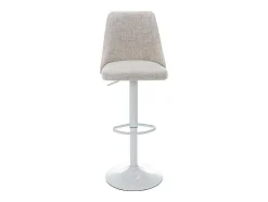 Vente-unique Barkruk-Set Van 2 Barkrukken Van Stof En Wit Metaal - Beige - Kiyola
