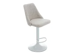 Vente-unique Barkruk-Set Van 2 Barkrukken Van Stof En Wit Metaal - Beige - Kiyola