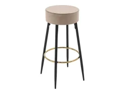 Vente-unique Barkruk-Set Van 2 Barkrukken Van Velours En Zwart Staal - Beige En Goudkleurig - Belinio I