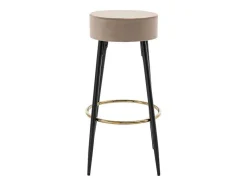Vente-unique Barkruk-Set Van 2 Barkrukken Van Velours En Zwart Staal - Beige En Goudkleurig - Belinio I