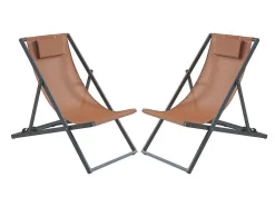 MYLIA Ligstoel-Set Van 2 Chileense Ligstoelen Van Aluminium - Terracotta - Anilio Van