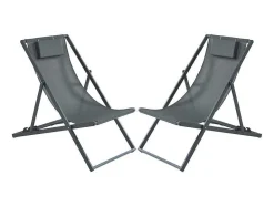 MYLIA Ligstoel-Set Van 2 Chileense Ligstoelen Van Aluminium - Antraciet - Anilio Van