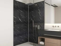 Shower & Design Douchewandpaneel-Set Van 2 Douchewandpanelen Met Marmereffect Van Aluminium Met Profielen - 2 X L90 X H210 Cm Eneko