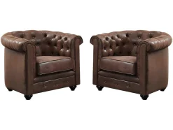 Vente-unique Aanbiedingen: Zitbank & Fauteuil-Set Van 2 Fauteuils Chesterfield Van Microvezel Met Vintage Look