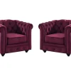 Vente-unique Fauteuil Stof Fluweel / Suedine-Set Van 2 Fauteuils Chesterfield - Fluweel Paars