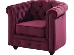 Vente-unique Fauteuil Stof Fluweel / Suedine-Set Van 2 Fauteuils Chesterfield - Fluweel Paars