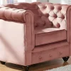 Vente-unique Fauteuil Stof-Set Van 2 Fauteuils Chesterfield - Fluweel - Pastel Roze
