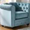 Vente-unique Fauteuil Stof Fluweel / Suedine-Set Van 2 Fauteuils Chesterfield - Fluweel - Pastel Blauw
