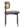 ModernLuxe Stoel-Set Van 2 Fluwelen En Rotan Stoelen - Metalen Poten - Grijs