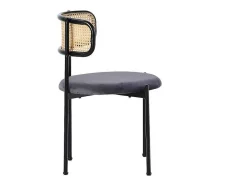 ModernLuxe Stoel-Set Van 2 Fluwelen En Rotan Stoelen - Metalen Poten - Grijs