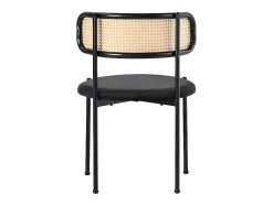 ModernLuxe Stoel-Set Van 2 Fluwelen En Rotan Stoelen - Metalen Poten - Zwart
