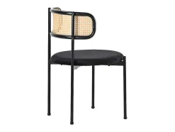 ModernLuxe Stoel-Set Van 2 Fluwelen En Rotan Stoelen - Metalen Poten - Zwart