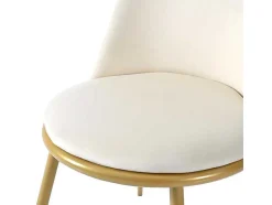 ModernLuxe Stoel-Set Van 4 Fluwelen Gestoffeerde Stoelen Met Rugleuning - Goud Metalen Structuur - Beige