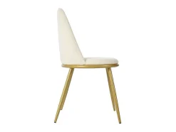ModernLuxe Stoel-Set Van 4 Fluwelen Gestoffeerde Stoelen Met Rugleuning - Goud Metalen Structuur - Beige