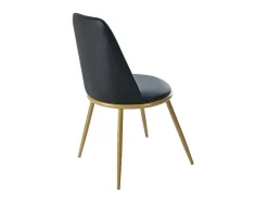 ModernLuxe Stoel-Set Van 4 Fluwelen Gestoffeerde Stoelen Met Rugleuning - Goudkleurige Metalen Structuur - Zwart