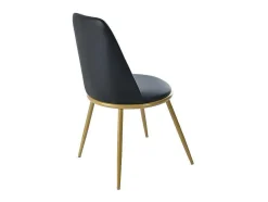 ModernLuxe Stoel-Set Van 4 Fluwelen Gestoffeerde Stoelen Met Rugleuning - Goudkleurige Metalen Structuur - Zwart