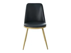 ModernLuxe Stoel-Set Van 4 Fluwelen Gestoffeerde Stoelen Met Rugleuning - Goudkleurige Metalen Structuur - Zwart