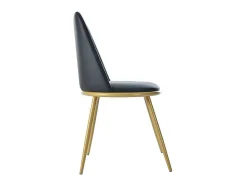 ModernLuxe Stoel-Set Van 4 Fluwelen Gestoffeerde Stoelen Met Rugleuning - Goudkleurige Metalen Structuur - Zwart