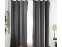 OZAIA Aanbiedingen: Woonaccessoires-Set Van 2 Fluwelen Gordijnen - 140 X 260 Cm - Grijs - Ahtari