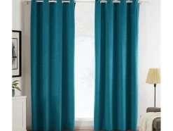OZAIA Huistextiel-Set Van 2 Fluwelen Gordijnen - 140 X 260 Cm - Blauw - Ahtari