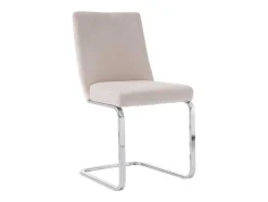 ModernLuxe Stoel-Set Van 2 Fluwelen Sledestoelen - Rugleuning Ruitpatroon - Onderstel Zilverkleurig Metaal - Beige
