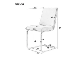 ModernLuxe Stoel-Set Van 2 Fluwelen Sledestoelen - Rugleuning Ruitpatroon - Onderstel Zilverkleurig Metaal - Beige