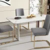 ModernLuxe Stoel-Set Van 4 Fluwelen Sledestoelen - Rugleuning Ruitpatroon - Onderstel Goudkleurig Metaal - Grijs
