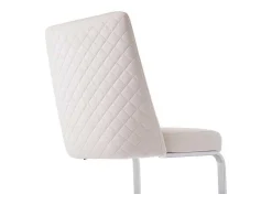 ModernLuxe Stoel-Set Van 4 Fluwelen Sledestoelen - Rugleuning Ruitpatroon - Onderstel Zilverkleurig Metaal - Beige