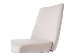 ModernLuxe Stoel-Set Van 4 Fluwelen Sledestoelen - Rugleuning Ruitpatroon - Onderstel Zilverkleurig Metaal - Beige