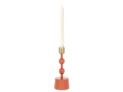 OZAIA Kandelaar En Kaars-Set Van 2 Geemailleerde Aluminium Kandelaars - H.26,5 Cm En H.22 Cm - Terracotta - Parina