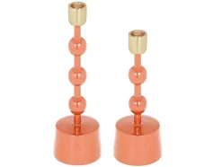 OZAIA Kandelaar En Kaars-Set Van 2 Geemailleerde Aluminium Kandelaars - H.26,5 Cm En H.22 Cm - Terracotta - Parina