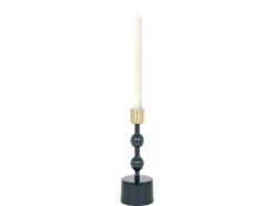 OZAIA Kandelaar En Kaars-Set Van 2 Geemailleerde Aluminium Kandelaars - H.26,5 Cm En H.22 Cm - Eend Blauw - Parina