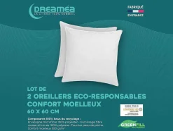 DREAMEA Hoofdkussen-Set Van 2 Gerecyclede Hoofdkussens 60 X 60 Cm Van - 100% Microvezel Hoes - Rosa