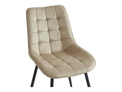 Vente-unique Stoel-Set Van 6 Gewatteerde Stoelen - Velours En Zwart Metaal - Beige - Ollua