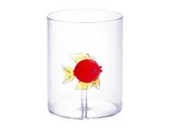 OZAIA Tafelservies-Set Van 4 Glazen Met Diertjes - Transparant En Rood Geblazen Glas - O7,5 Cm X H9,5 Cm - Apuna