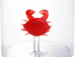 OZAIA Tafelservies-Set Van 4 Glazen Met Diertjes - Transparant En Rood Geblazen Glas - O7,5 Cm X H9,5 Cm - Apuna