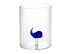 OZAIA Glas-Set Van 4 Glazen Met Walvissen En Zeepaardjes - Transparant En Blauw - O7,5 X H9,5 Cm - Parasa