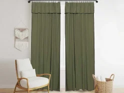 OZAIA Aanbiedingen: Woonaccessoires-Set Van 2 Gordijnen Van Katoen En Linnen - 140 X 280 Cm - Kaki - Borina