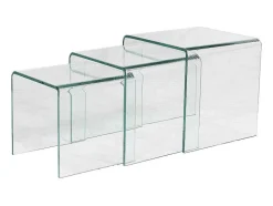 Vente-unique Salontafel-Set Van 3 Inschuifbare Bijzettafels Minka - Glas