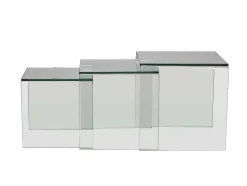 Vente-unique Salontafel-Set Van 3 Inschuifbare Bijzettafels Minka - Glas