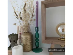 OZAIA Aanbiedingen: Woonaccessoires-Set Van 2 Kandelaars - D9 X H21 Cm En D9 X H18,5 Cm - Glas - Groen - Kandie