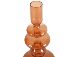 OZAIA Kandelaar En Kaars-Set Van 2 Kandelaars - H21 En 18,5 Cm - Glas - Oranje - Kandie