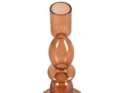 OZAIA Kandelaar En Kaars-Set Van 2 Kandelaars - H21 En 18,5 Cm - Glas - Oranje - Kandie