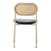 ModernLuxe Stoel-Set Van 4 Kunstleer En Rotan Stoelen - Metalen Poten - Zwart