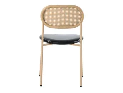 ModernLuxe Stoel-Set Van 4 Kunstleer En Rotan Stoelen - Metalen Poten - Zwart