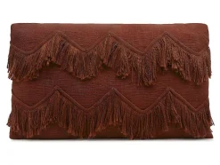 OZAIA Huistextiel-Set Van 2 Kussens 100% Katoen Met Franjes Bonel - 30 X 50 Cm - Terracotta