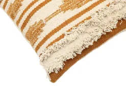 OZAIA Huistextiel-Set Van 2 Kussens Van Katoen Met Franjes Karius - 40 X 40 Cm - Geel En Beige