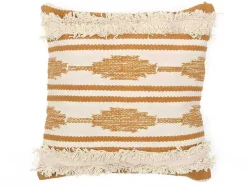 OZAIA Huistextiel-Set Van 2 Kussens Van Katoen Met Franjes Karius - 40 X 40 Cm - Geel En Beige